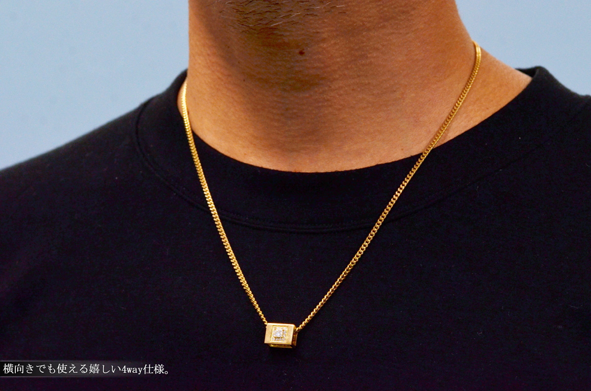 ペンダントトップ メンズ K18 18金 ダイヤモンド ビーズ リバーシブル