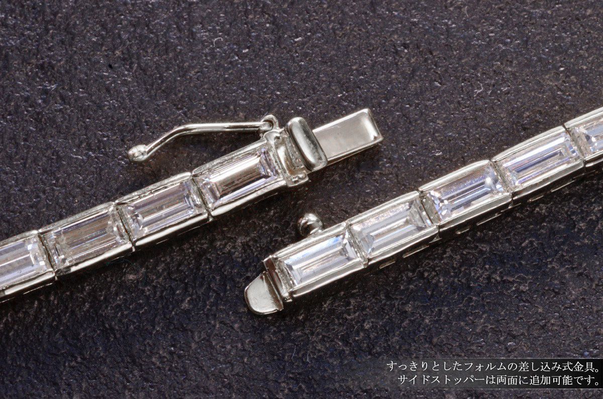 ネックレス メンズ K18WG 18金 大粒 バゲットカット ダイヤモンド 13