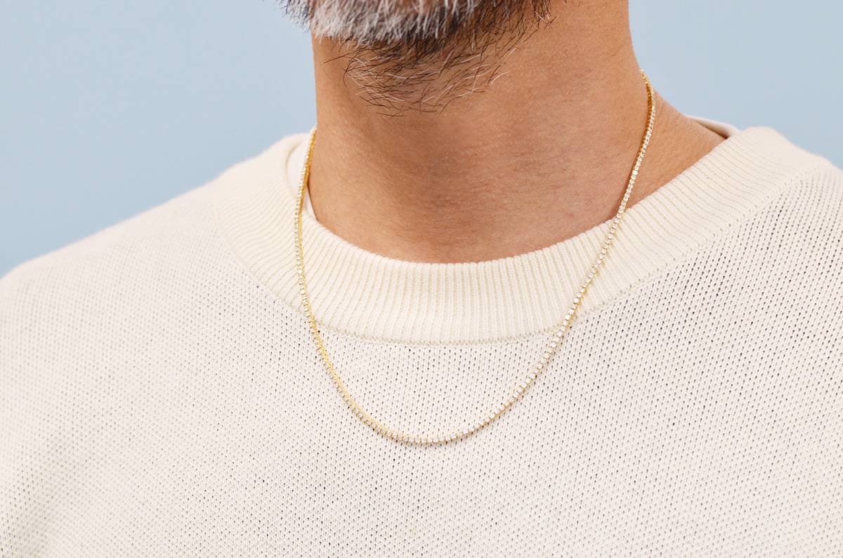 テニスネックレス メンズ K18 18K 18金 ダイヤモンド 5カラット 50cm