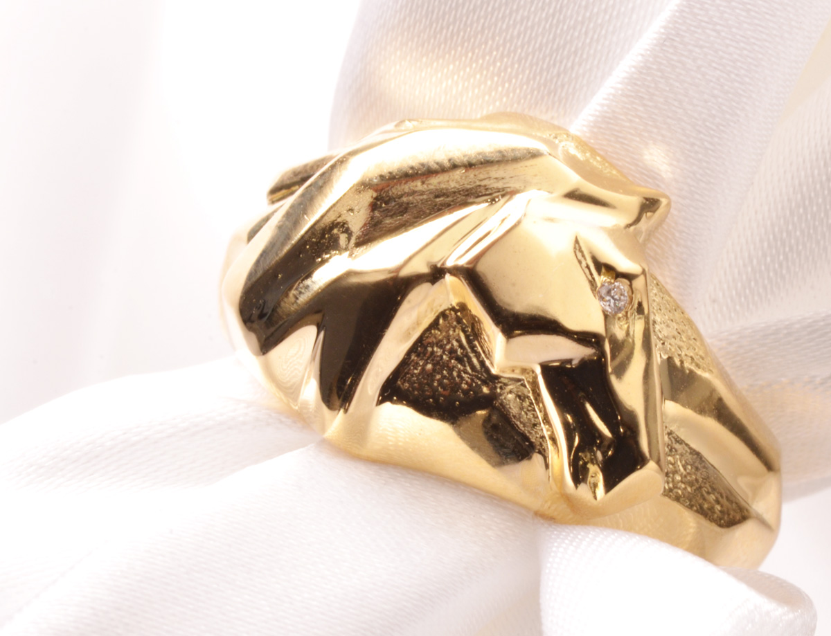 新春クーポン】メンズリング 指輪 18金 K18 18K ダイヤモンド 馬