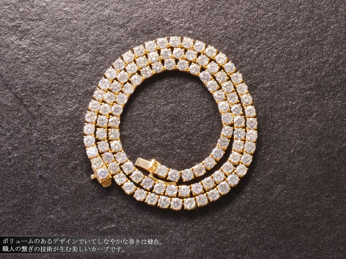 テニスネックレス メンズ K18 18K 18金 ダイヤモンド 20カラット 42cm