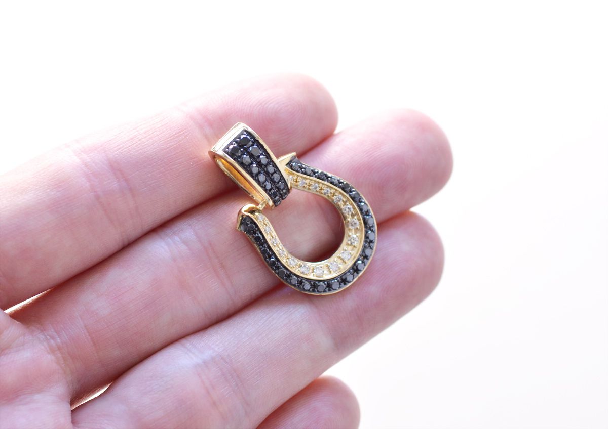ペンダントトップ メンズ K18 18金 喜平用 ダイヤモンド ブラック 