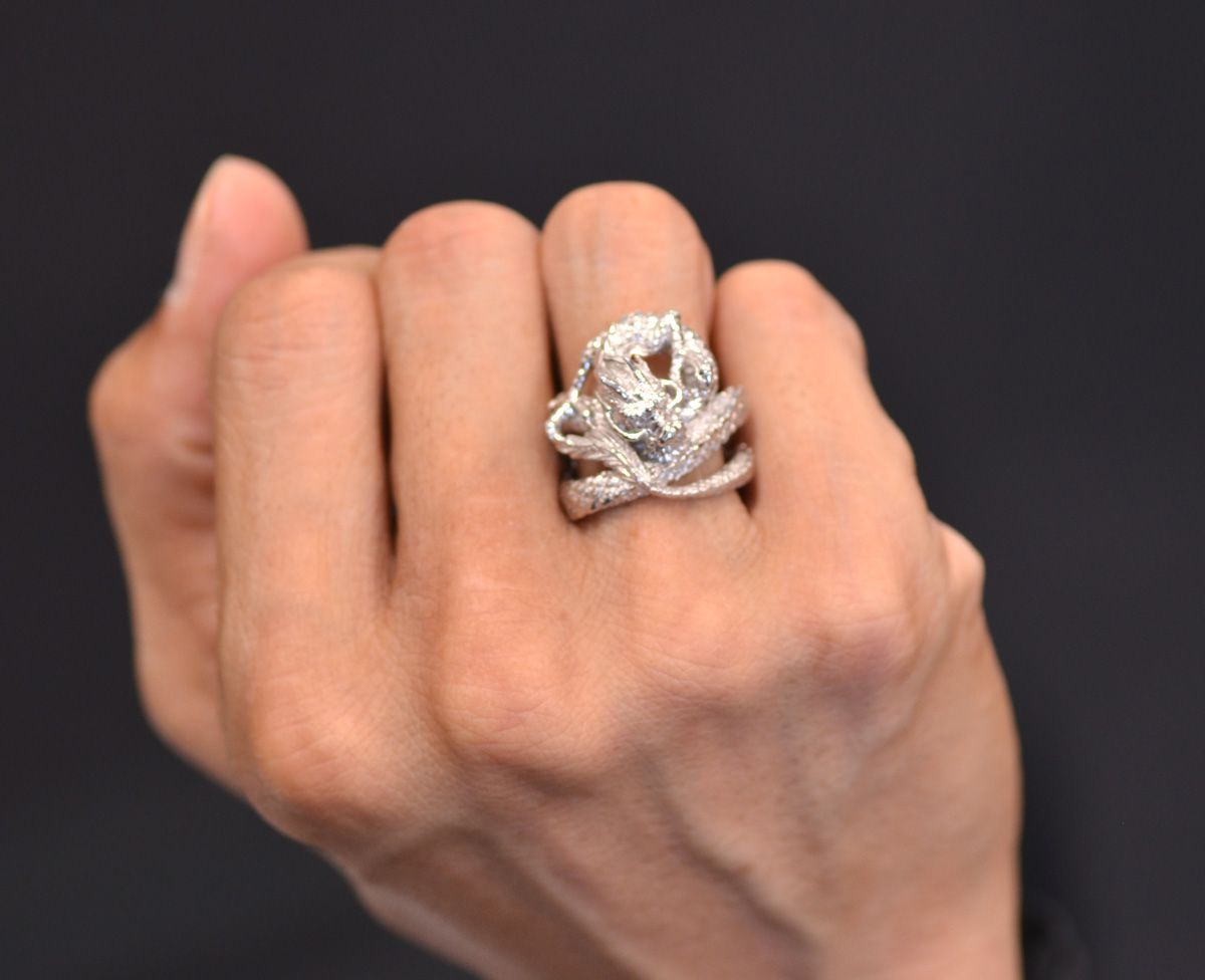 指輪 メンズリング プラチナ ダイヤモンド メンズ リング Pt950 龍