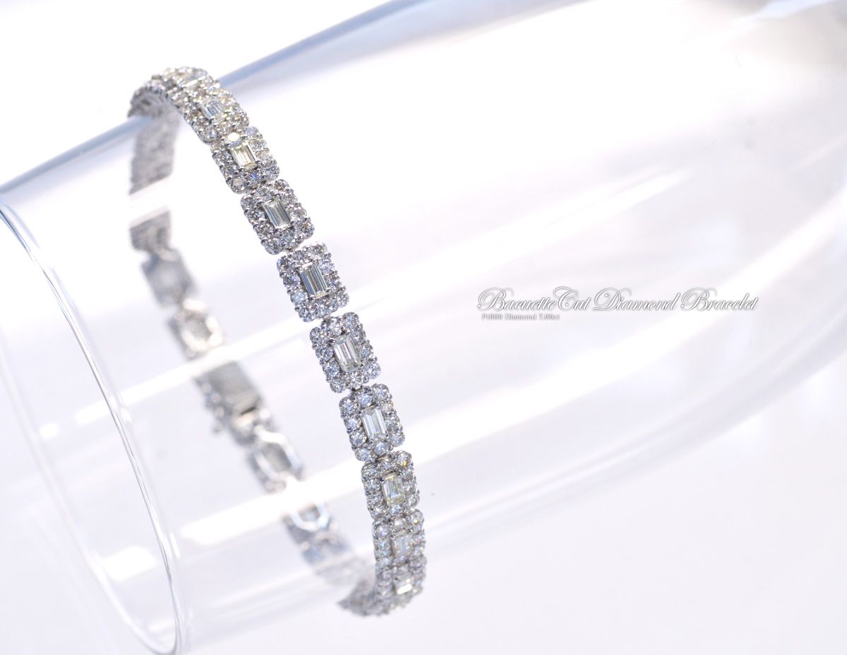 ブレスレット メンズ プラチナ ダイヤモンド 7.0カラット バゲット