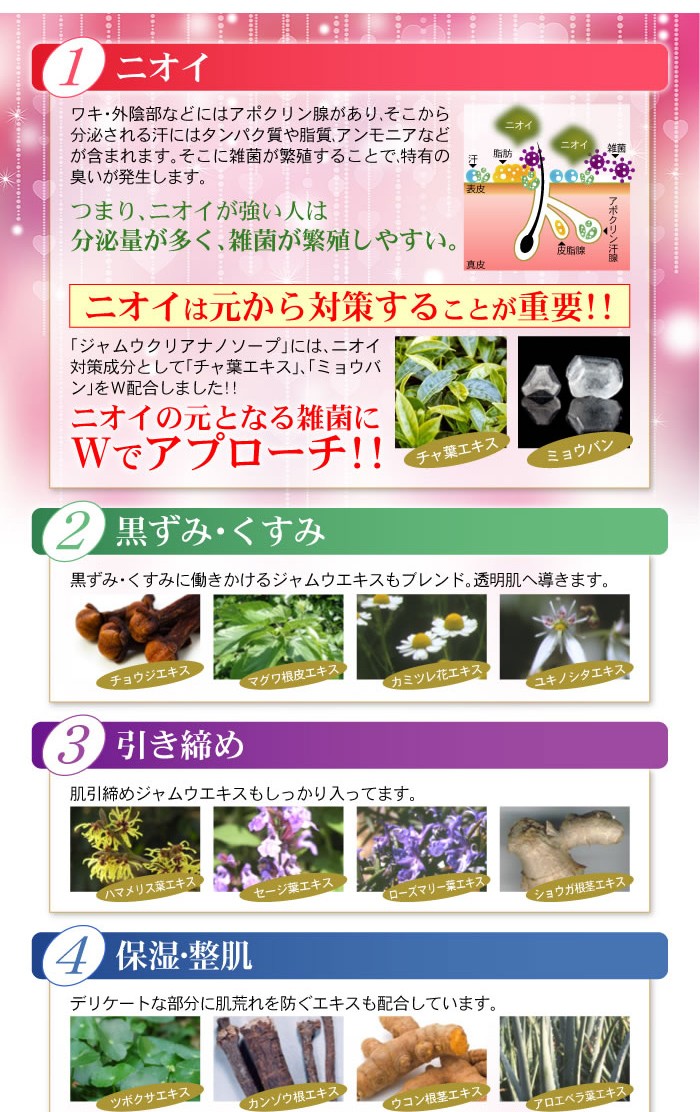 ジャムウ デリケートゾーン ワキ バストトップ フェロモン 黒ずみ 保湿 ニオイ