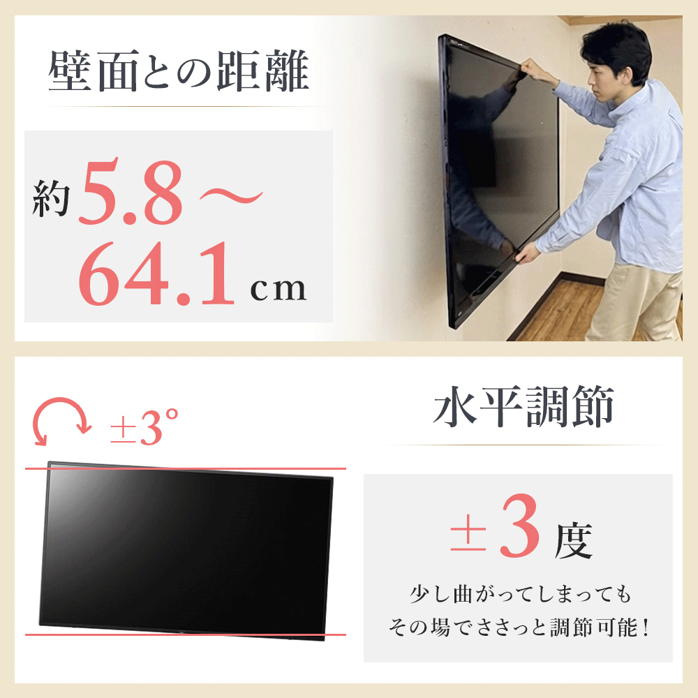 水平調節・壁面距離