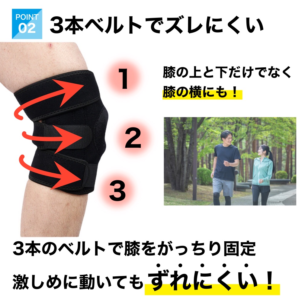 膝サポーター 2枚セット 医療用 高齢者 ケガ 半月板損傷 バネ アシスト 固定 スポーツ 保温 サッカー 野球 バレー 関連画像4
