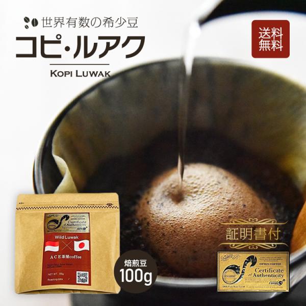 コピルアク 珈琲 焙煎 豆 100g 本物 証明書 希少 高級 シングルオリジン スマトラ ジャコウネコ コピルアック 送料無料