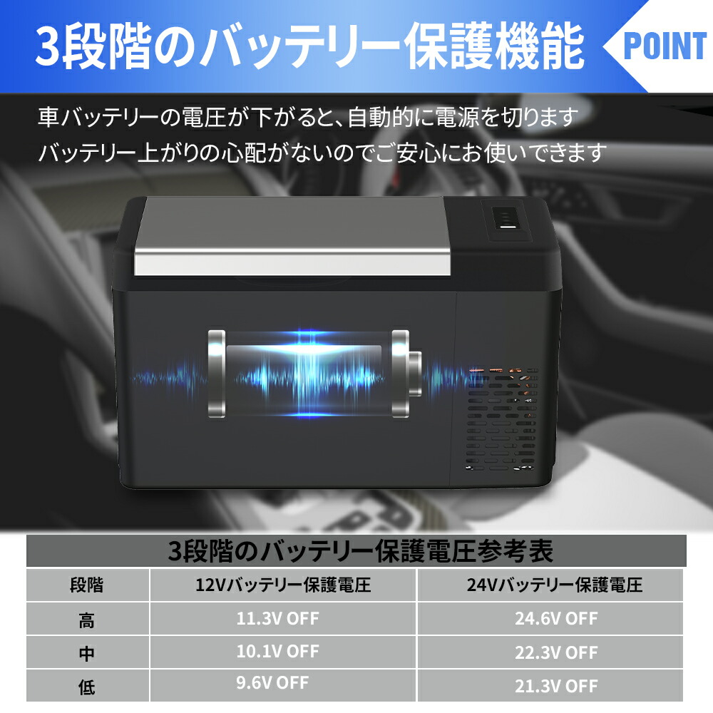 車載 ポータブル冷蔵庫 22L -22℃~10℃ ポータブル 大型 ミニ冷蔵庫 