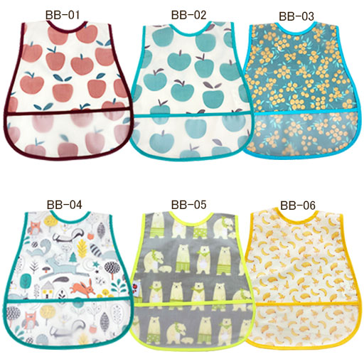 【3枚で送料無料＆5枚で+1枚おまけ付】お食事 エプロン スナップボタン 防水 スタイ ポケット付き ベビー キッズ 保育園 かわいい おしゃれ こども 子供 幼児 |  | 02