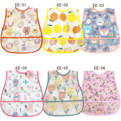 【3枚で送料無料＆5枚で+1枚おまけ付】お食事 エプロン スナップボタン 防水 スタイ ポケット付き ベビー キッズ 保育園 かわいい おしゃれ こども 子供 幼児 |  | 05