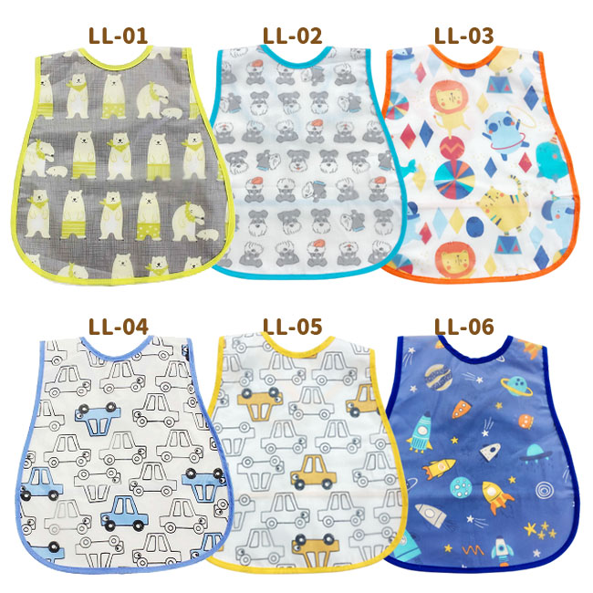 お食事 エプロン 対象商品3枚以上で スナップボタン 名前タグ付き 防水