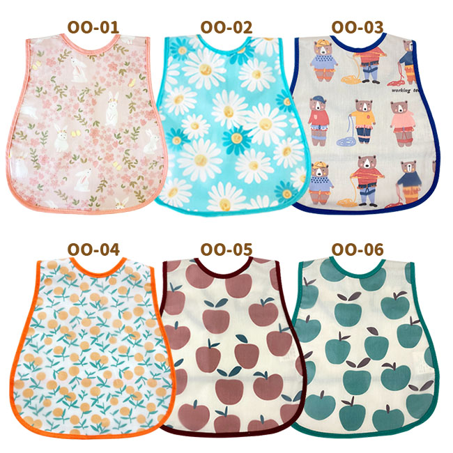 お食事 エプロン 対象商品3枚以上で スナップボタン 名前タグ付き 防水