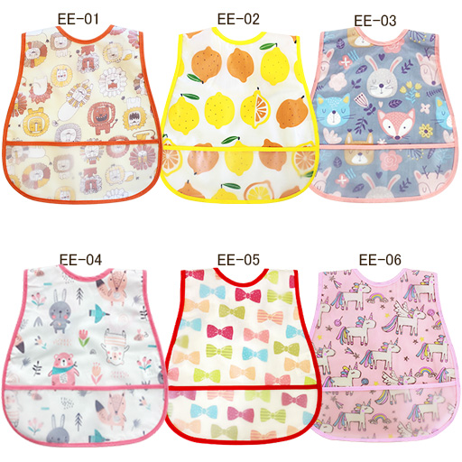 【3枚で送料無料＆5枚で+1枚おまけ付】お食事 エプロン スナップボタン 防水 スタイ ポケット付き ベビー キッズ 保育園 かわいい おしゃれ こども 子供 爆買 |  | 05