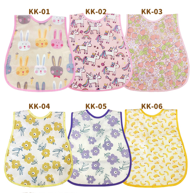 お食事 エプロン 対象商品3枚以上で スナップボタン 名前タグ付き 防水