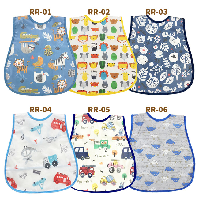 お食事 エプロン 対象商品3枚以上で スナップボタン 名前タグ付き 防水