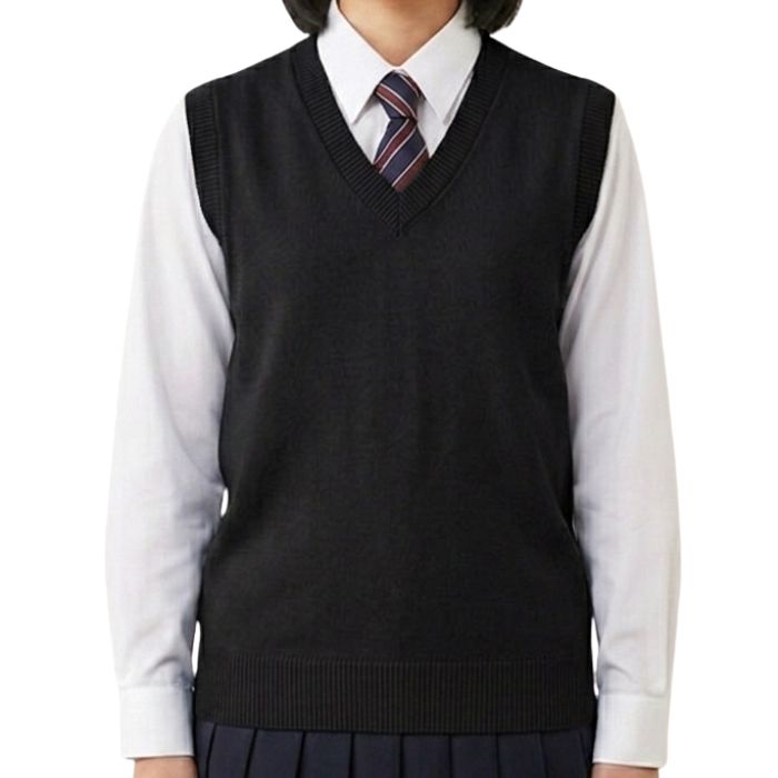 コスパCOSPAから販売のはぱたき学園Vネックニットのベスト Mサイズです。 綿100％ ベスト ニット Vネック スクール 中厚 男女兼用 制服 学生