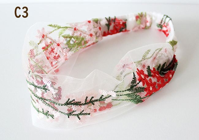 対象商品2点以上で送料無料 ヘアバンド 刺繍 レース ターバン