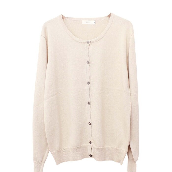 Uネック カーディガン 綿100％ ラウンド 無地 S M L XL XXL ニット