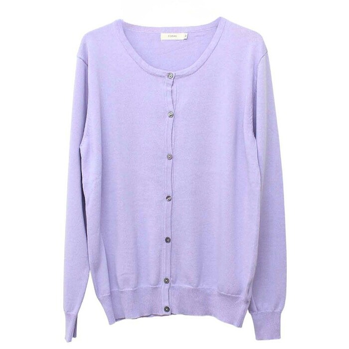 Uネック カーディガン 綿100％ ラウンド 無地 S M L XL XXL ニット
