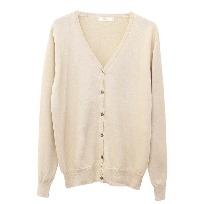 ラウンド カーディガン 綿100％  Vネック Uネック 無地  ニット カーデ レディース コットン 長袖 羽織り 大きいサイズ オールシーズン オフィス 爆買 |  | 05