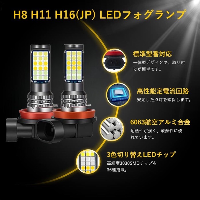 ワゴンR H20.9-H24.8 MH23S フォグランプ H8 H11 H16 LEDライト ファンレス 一体型3000k 6000k 10000k ledフォグランプ 3色 カスタム｜acek｜06