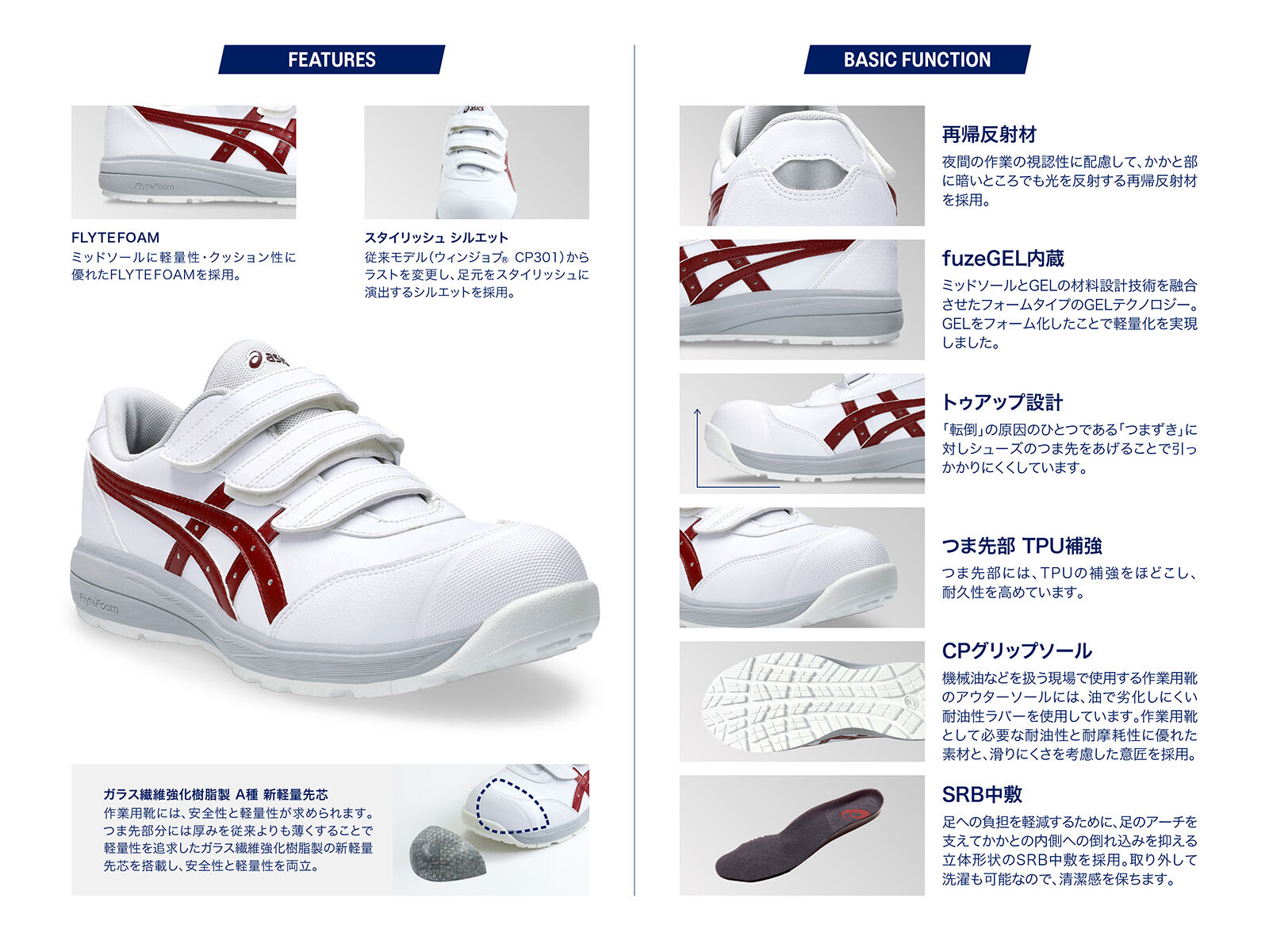 ウィンジョブ アシックス CP311 （100 ホワイト×ビートジュース