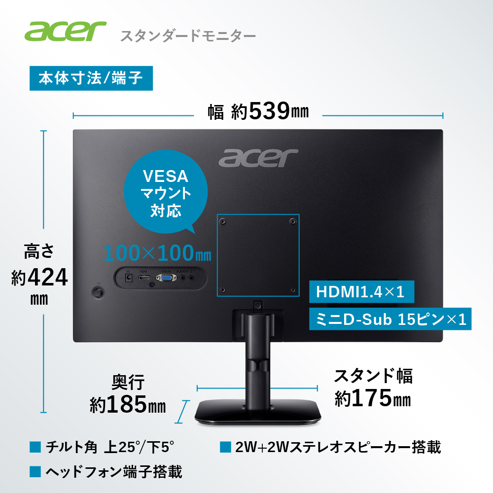 Acer KG1シリーズ 22インチ モニター 本体新 モデル