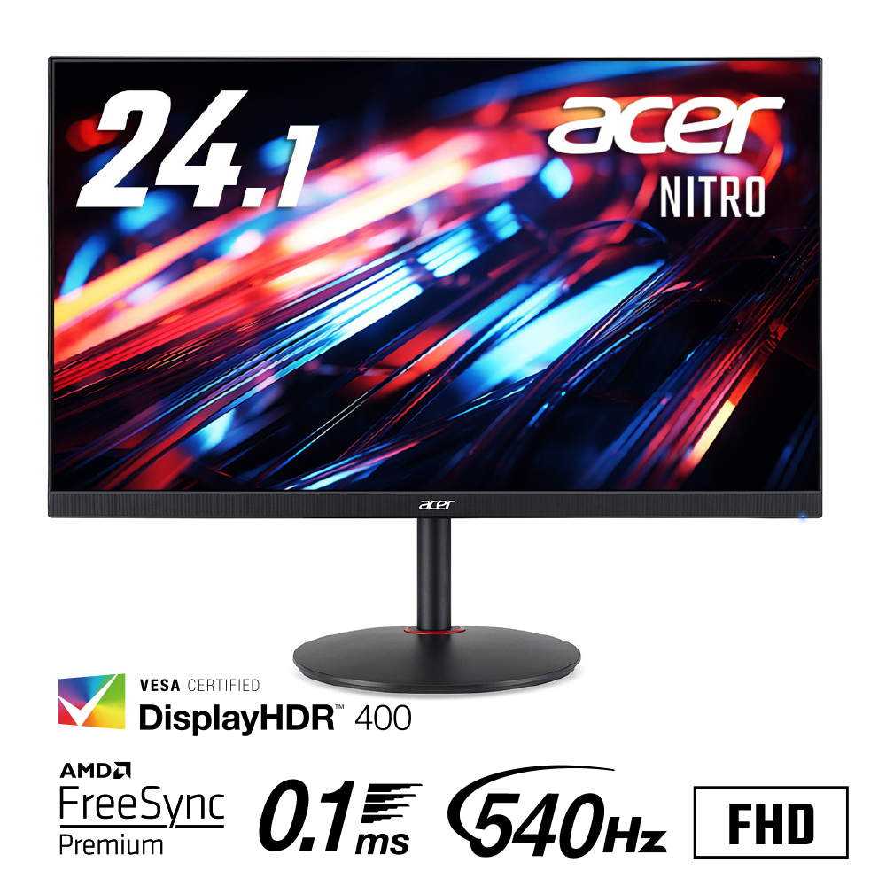 Acer ゲーミングモニター Nitro 24.1インチ 540Hz 非光沢 フルHD 0.1ms HDMI 2.0 DisplayPort1.4  PC PS5 Xbox X|S VESAマウント対応 XV242Fbmiiprx