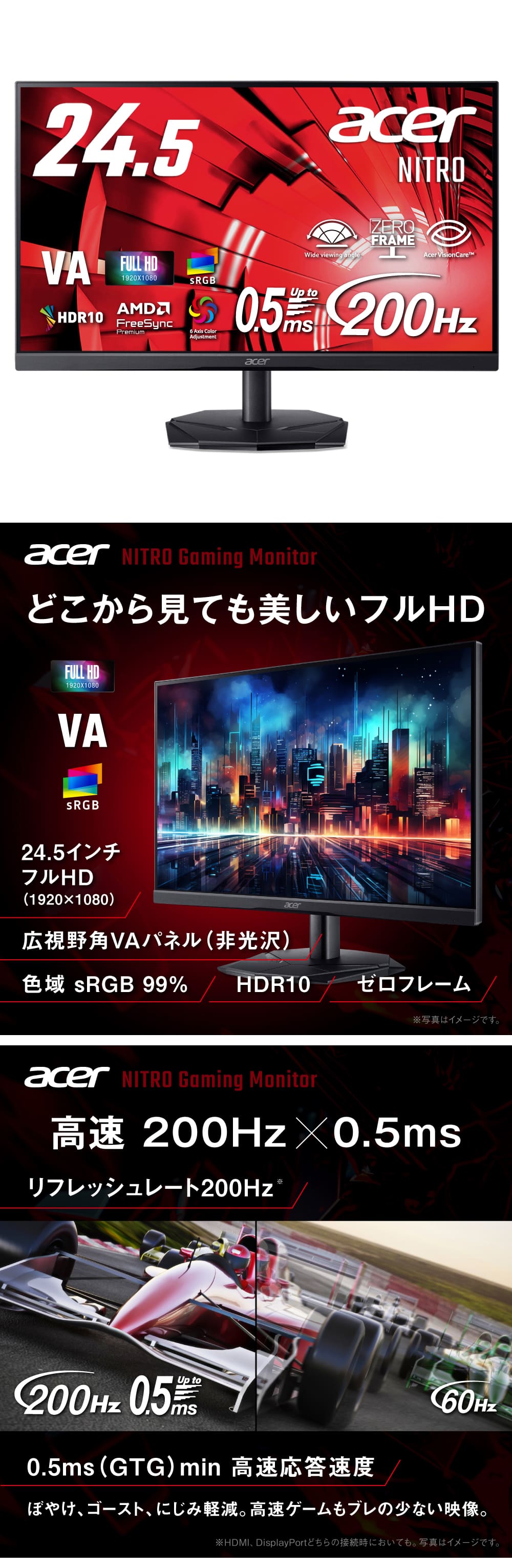 acer KG1シリーズ 25インチ ゲーミングモニター Amazon.co.jp: Acer ゲーミングモニター SigmaLine KG251QSbmiipx 24.5