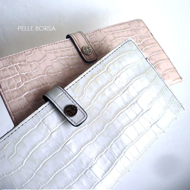 PELLE BORSA（ペレボルサ） 長財布 クロコ型押し レザー スリム
