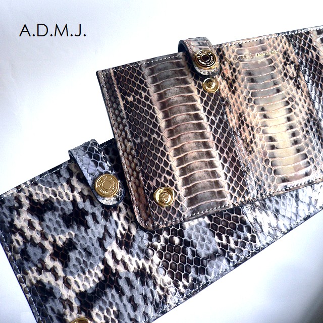 未使用品 ADMJ パイソン スネークレザー スワロフスキー がま口