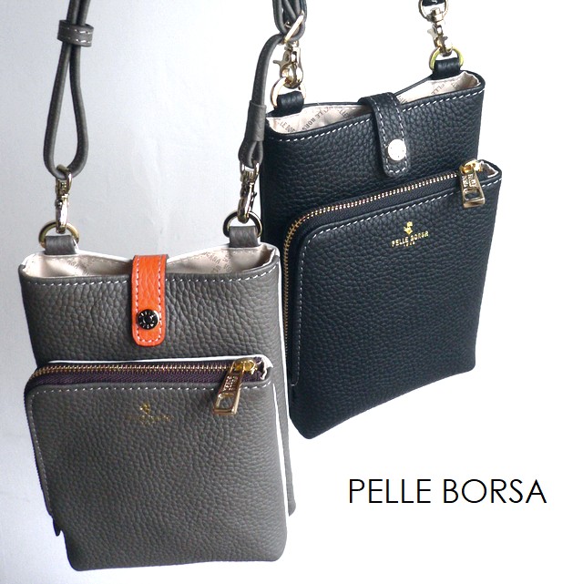 極美品✨PELLE BORSA　ペレボルサ　レネット　　ショルダーバッグ　シボ革 極美品✨PELLE BORSA ペレボルサ レネット ショルダーバッグ