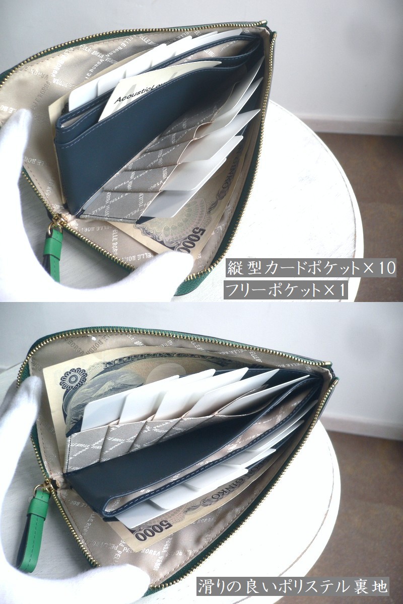 PELLE BORSA ペレボルサ 長財布 メッセージ ロゴ L字ファスナー