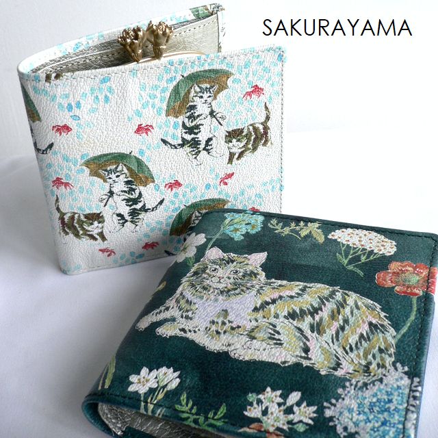 日本製/今治産 SAKURAYAMA（サクラヤマ）花輪ネコ 長財布 財布