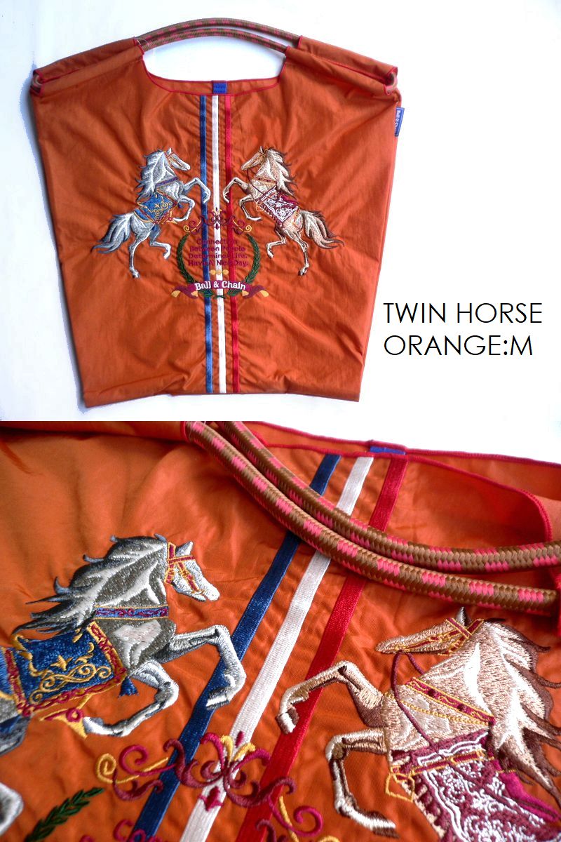 正規品 BALL＆CHAIN ボールアンドチェーン バッグ エコバッグ Mサイズ BANDANA バンダナ DAMASK ダマスク TWIN  HORSE SCARF スカーフ