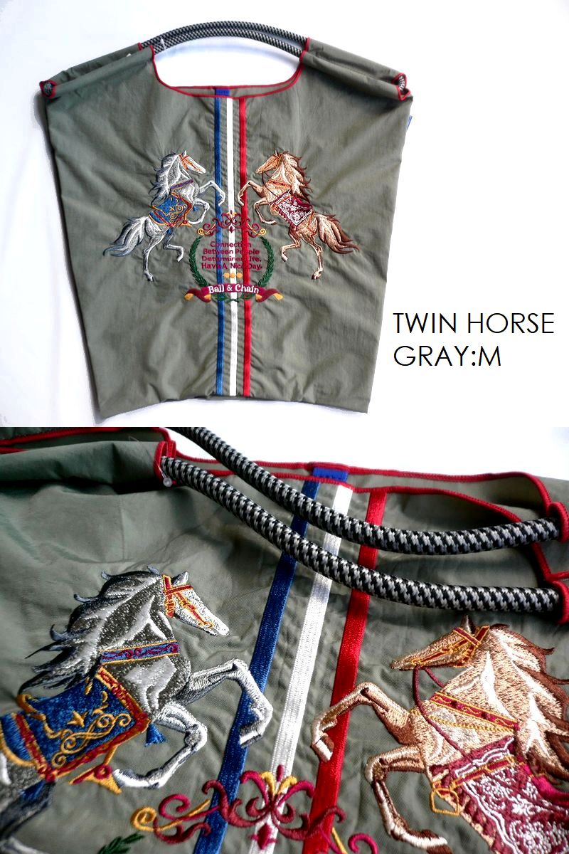 正規品 BALL＆CHAIN ボールアンドチェーン バッグ エコバッグ Mサイズ BANDANA バンダナ DAMASK ダマスク TWIN  HORSE SCARF スカーフ