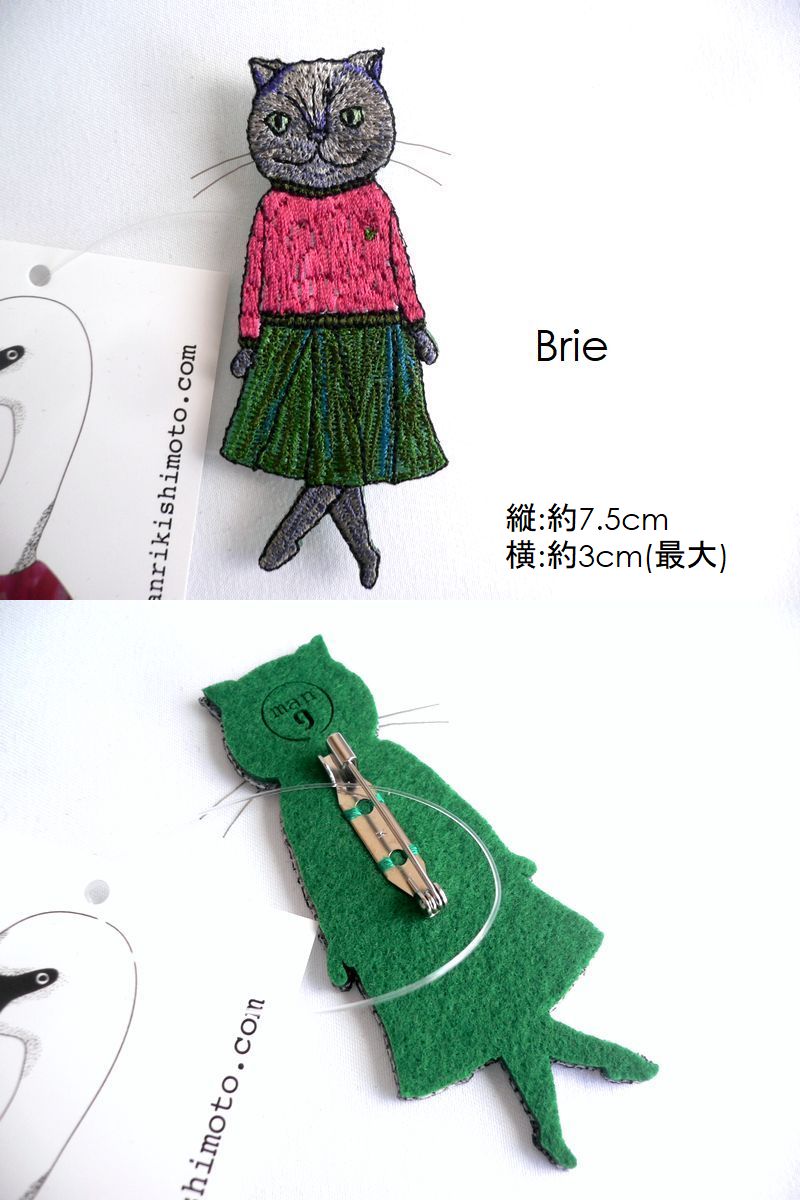 mannine マンナイン ブローチ フェルト 刺繍 バッジ ネコ猫