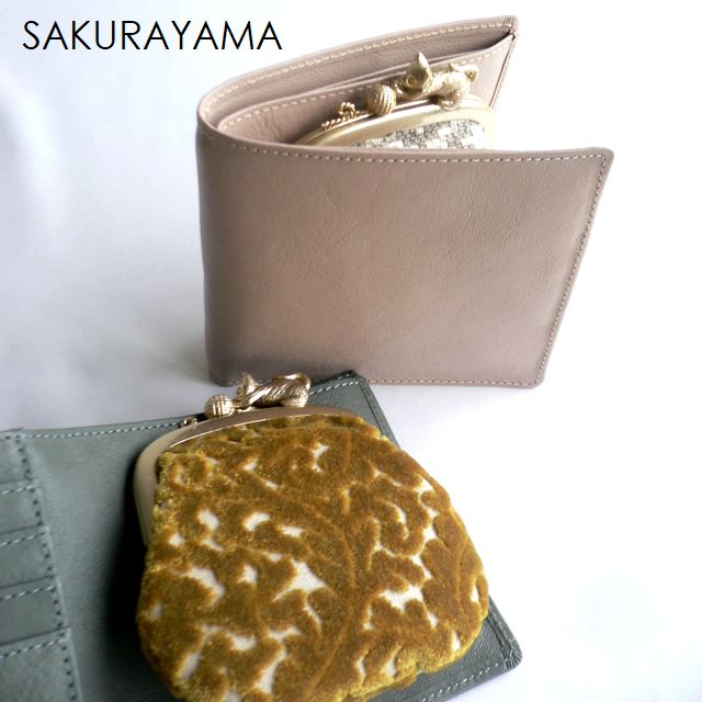 SAKURAYAMA サクラヤマ レザー 折り財布 がま口 W201IV W201BL