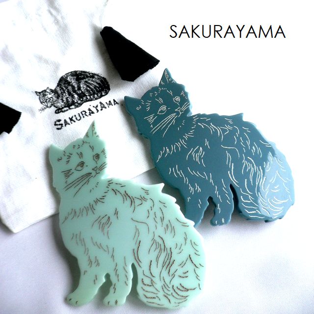 SAKURAYAMA サクラヤマ 猫のブローチ＆バレッタ A23NE 猫/ねこ