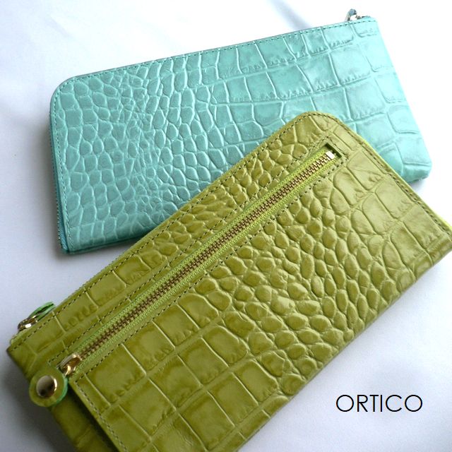 ノベルティ ORTICO オルティコ 長財布 薄い財布 クロコ型押し レザー L