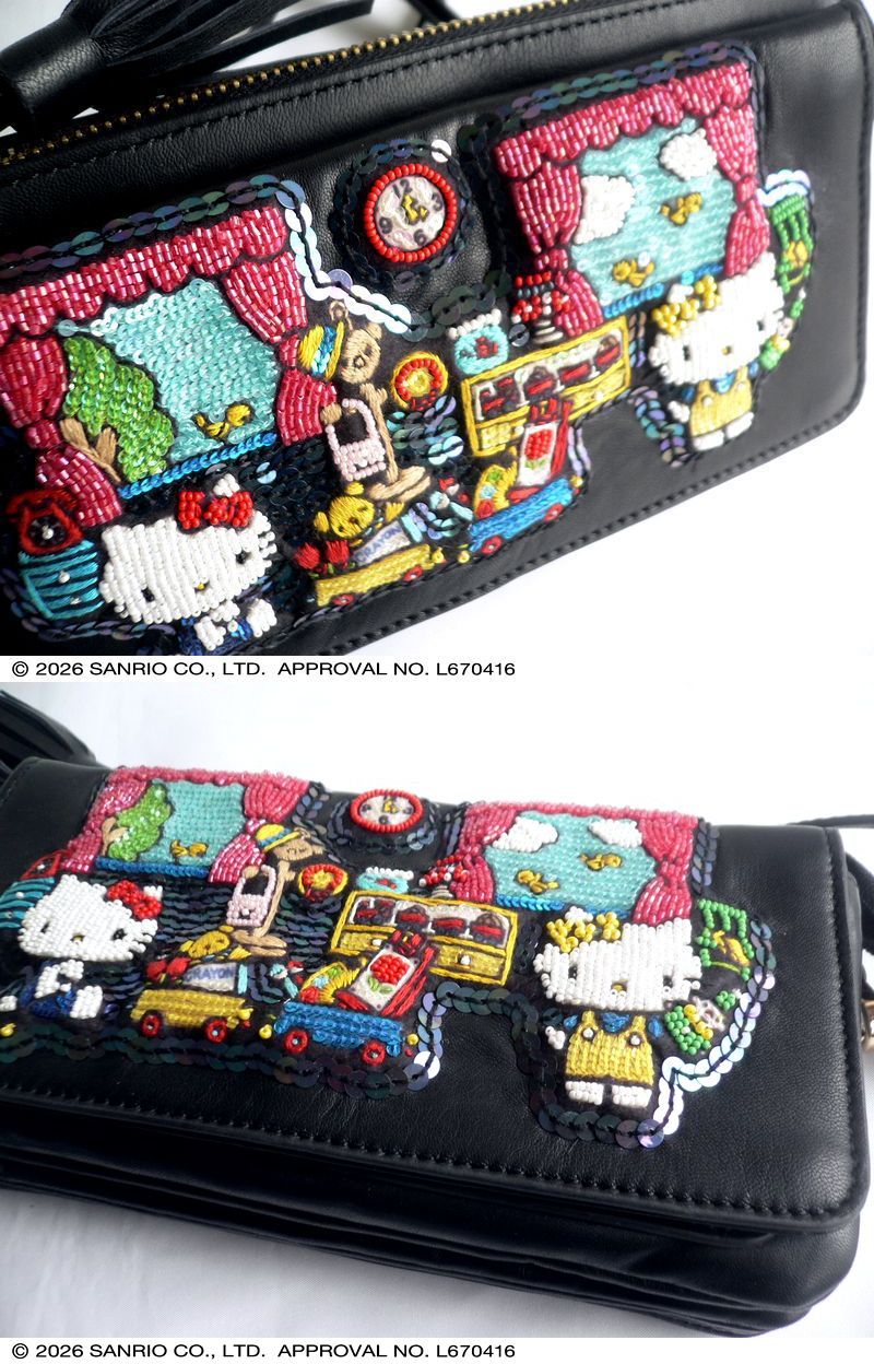 虎*丸様 ハローキティ　タマオワールド　サンリオコラボ 刺繍 お財布ポシェット tamao world（タマオワールド） ショルダーバッグ 財布 お財布