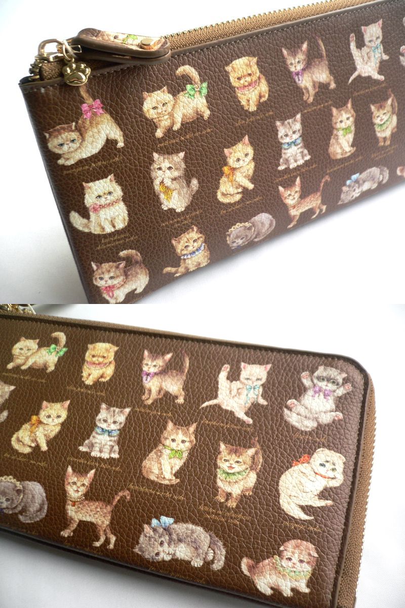 ☆専用☆未使用☆yukiemon☆ぎゅうぎゅうお財布BAG(こげ茶)☆ ノベルティ yukiemon ユキエモン 長財布 L字ファスナー テキスタイル