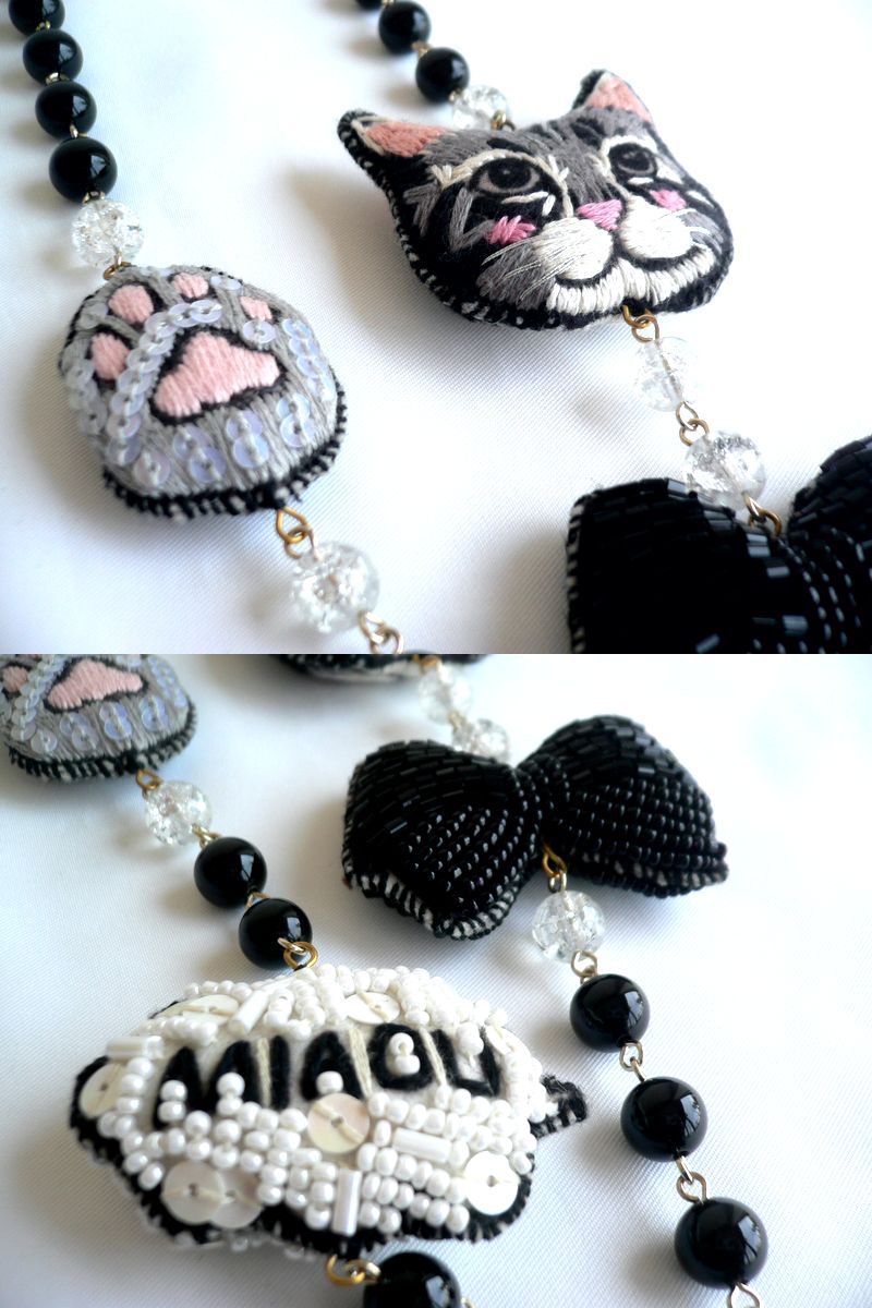 tamao world（タマオワールド） ネックレス 刺繍ネックレス猫と