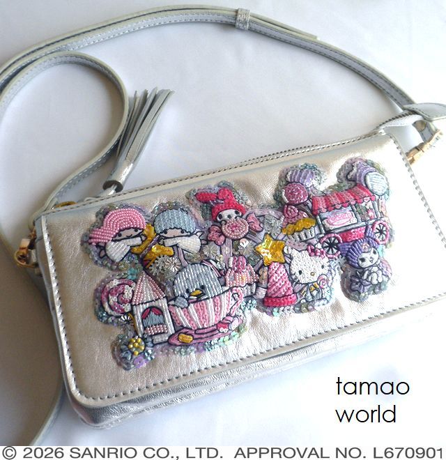 虎*丸様 ハローキティ　タマオワールド　サンリオコラボ 刺繍 お財布ポシェット tamao world（タマオワールド） ショルダーバッグ 財布 お財布