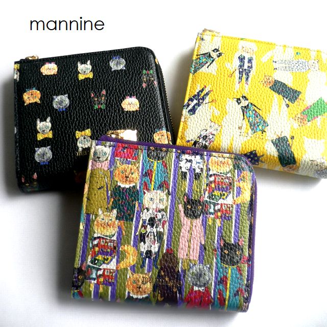 mannine マンナイン 財布 折り財布 レザー コンパクト ミニ L字