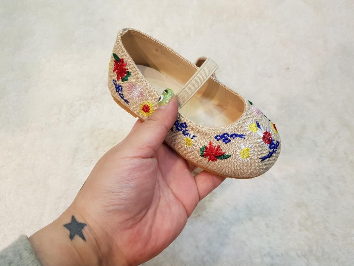 バレエシューズ キッズ 花柄 刺繍/フラットシューズ レディース 子供 お揃い/靴 子供用 ナチュラル 春/靴 ペタンコ キッズ ママ