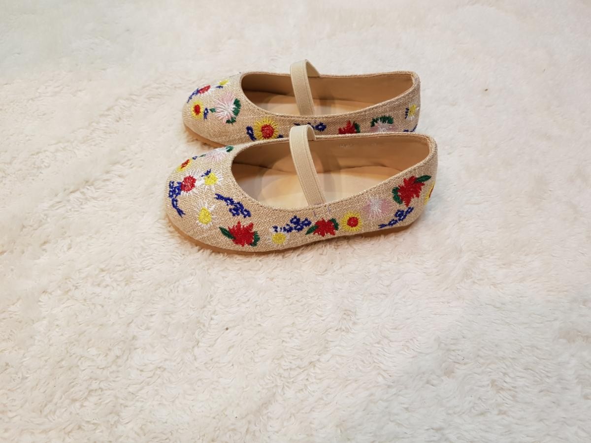 バレエシューズ キッズ 花柄 刺繍/フラットシューズ レディース 子供 お揃い/靴 子供用 ナチュラル 春/靴 ペタンコ キッズ ママ