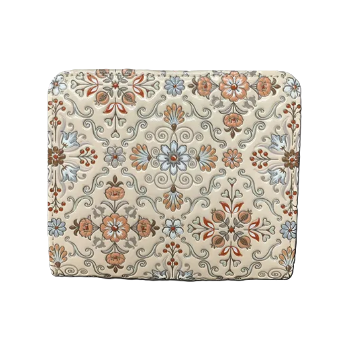 【最終値下げ 】新品 浅草文庫 文庫革 L字ファスナー二つ折り財布 シルクロード 財布 二つ折り L字ファスナー 浅草文庫 シルクロード 友禅染 江戸小紋