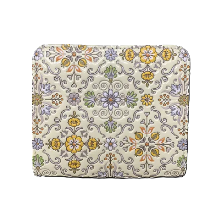 【最終値下げ 】新品 浅草文庫 文庫革 L字ファスナー二つ折り財布 シルクロード 財布 二つ折り L字ファスナー 浅草文庫 シルクロード 友禅染 江戸小紋